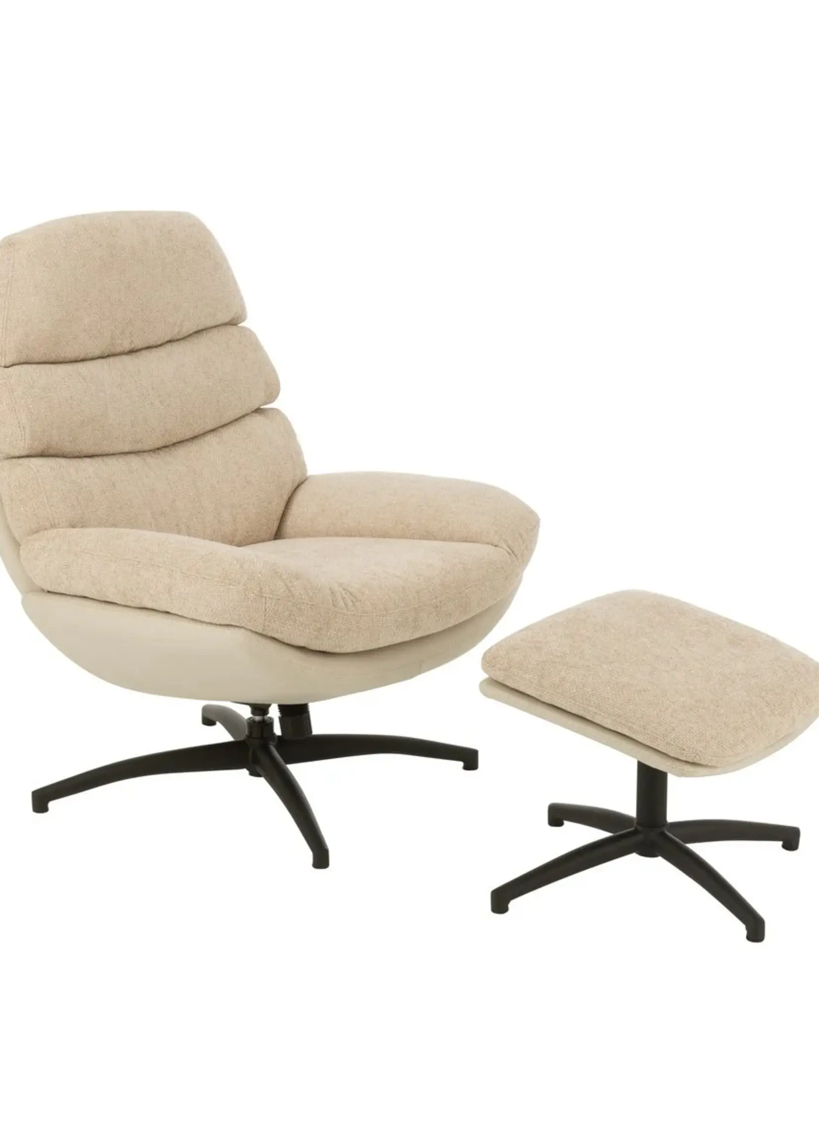 J-line  zetel Relax + Voetbank - metaal/multiplex - beige/zwart