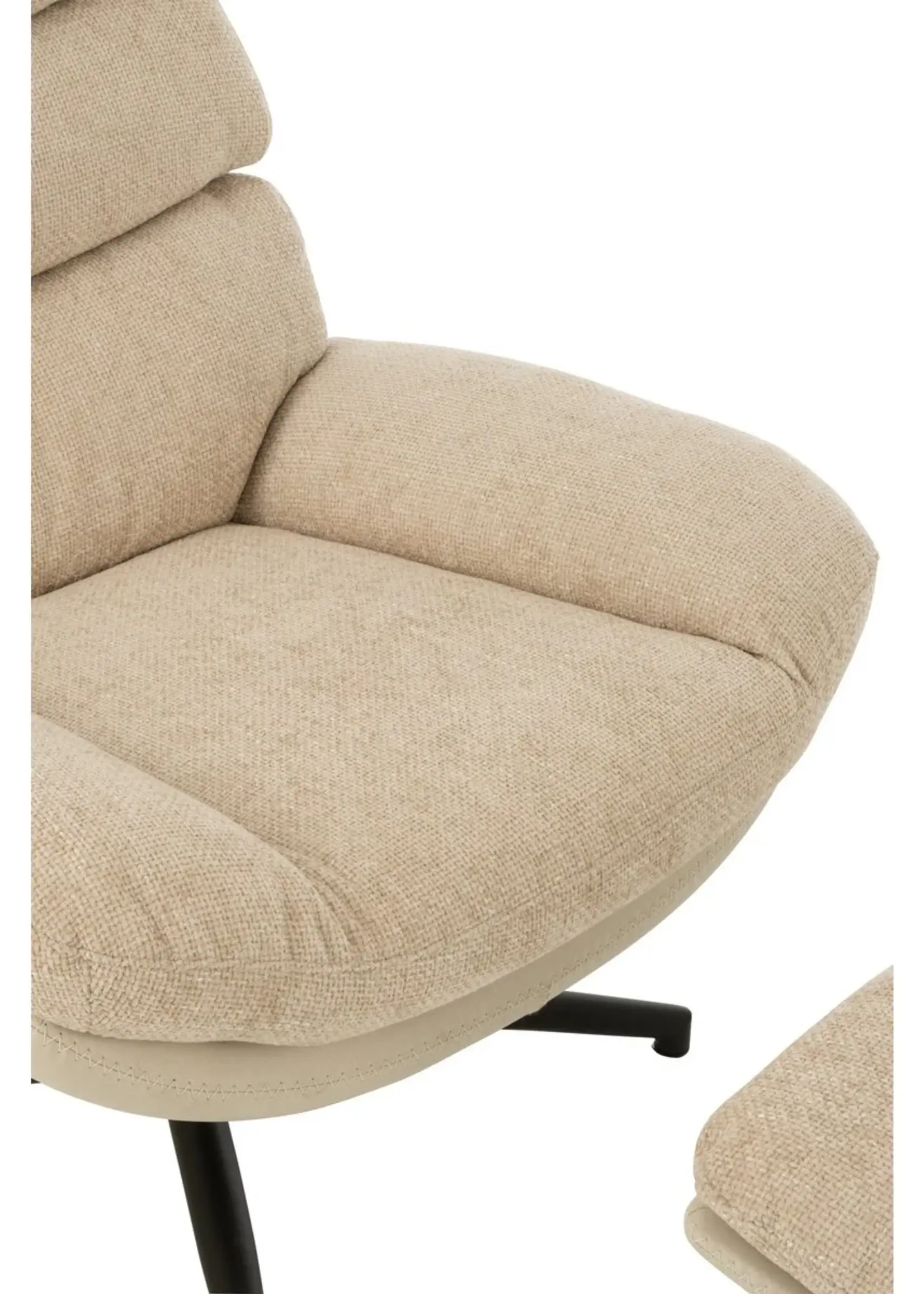 J-line  zetel Relax + Voetbank - metaal/multiplex - beige/zwart