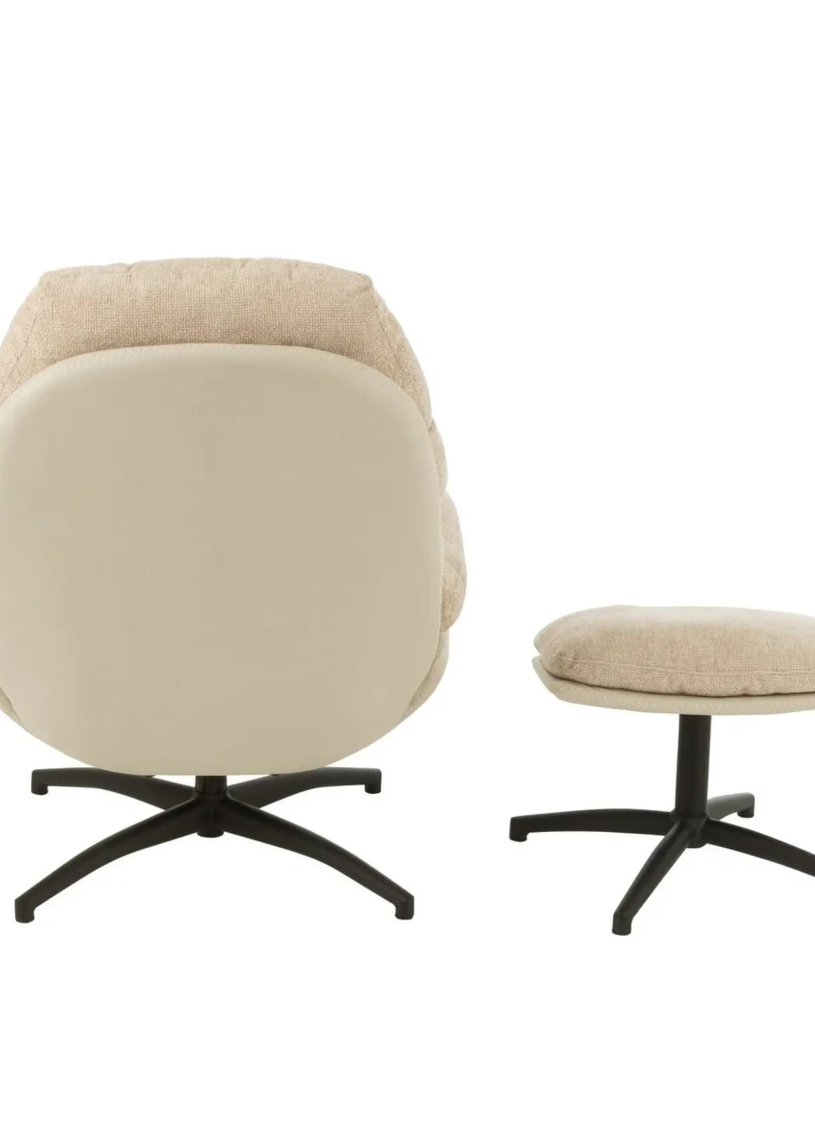 J-line  zetel Relax + Voetbank - metaal/multiplex - beige/zwart