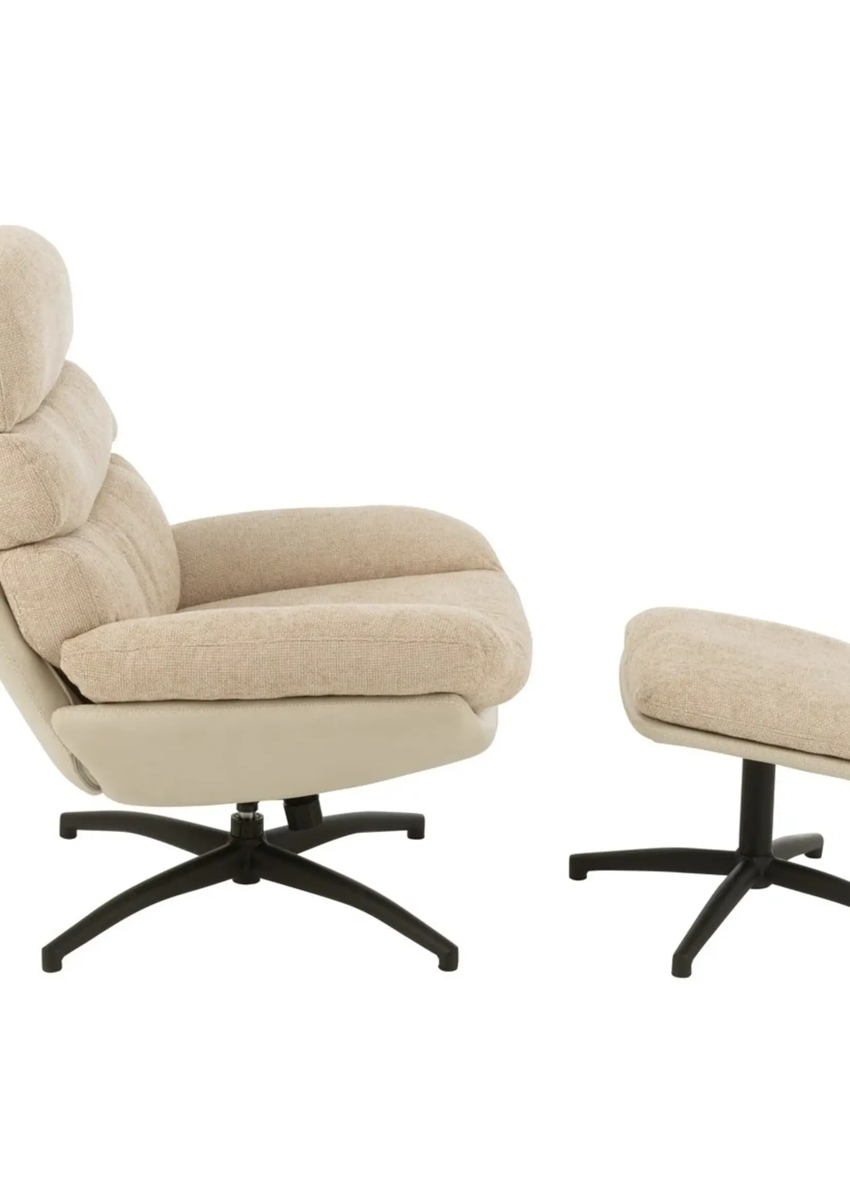 J-line  zetel Relax + Voetbank - metaal/multiplex - beige/zwart