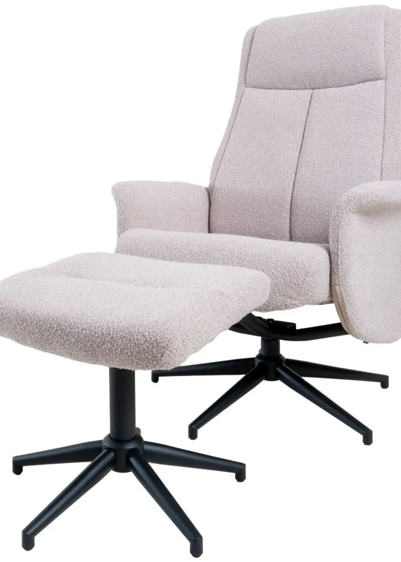 Veer carpets Relaxfauteuil Bindy + Hocker – Bouclé – Naturel