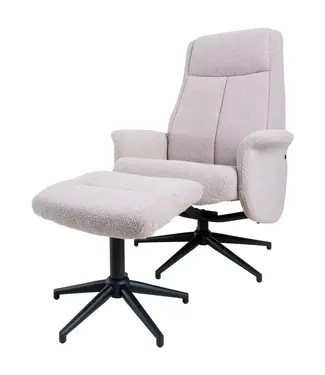 Veer carpets Relaxfauteuil Bindy + Hocker – Bouclé – Naturel