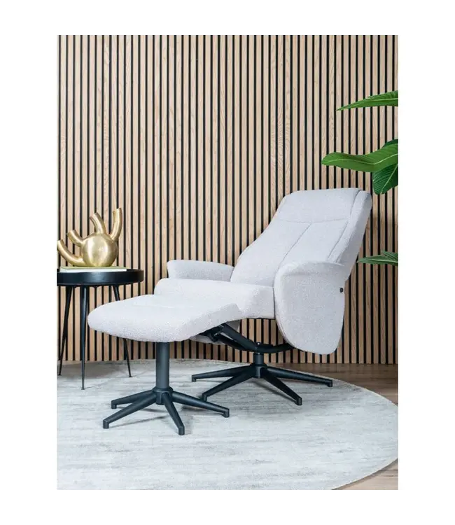 Veer carpets Relaxfauteuil Bindy + Hocker – Bouclé – Naturel