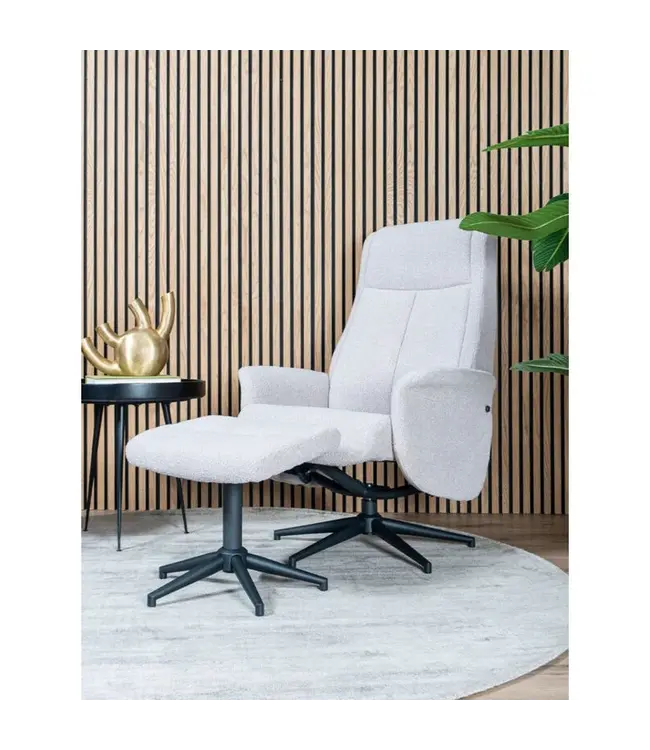 Veer carpets Relaxfauteuil Bindy + Hocker – Bouclé – Naturel