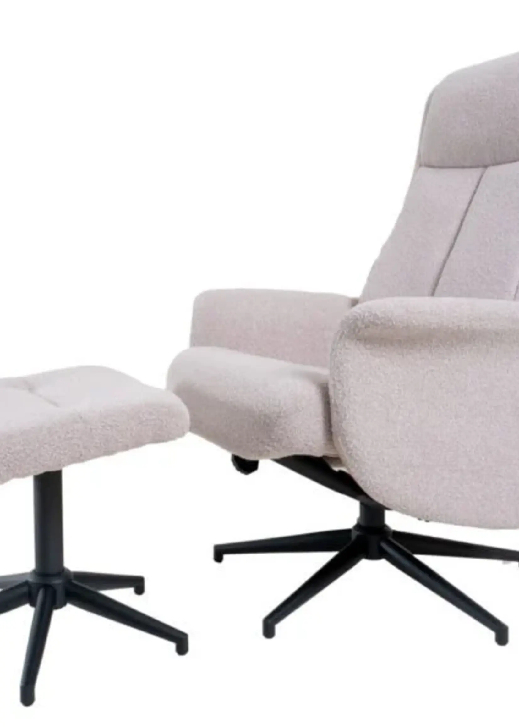 Veer carpets Relaxfauteuil Bindy + Hocker – Bouclé – Naturel