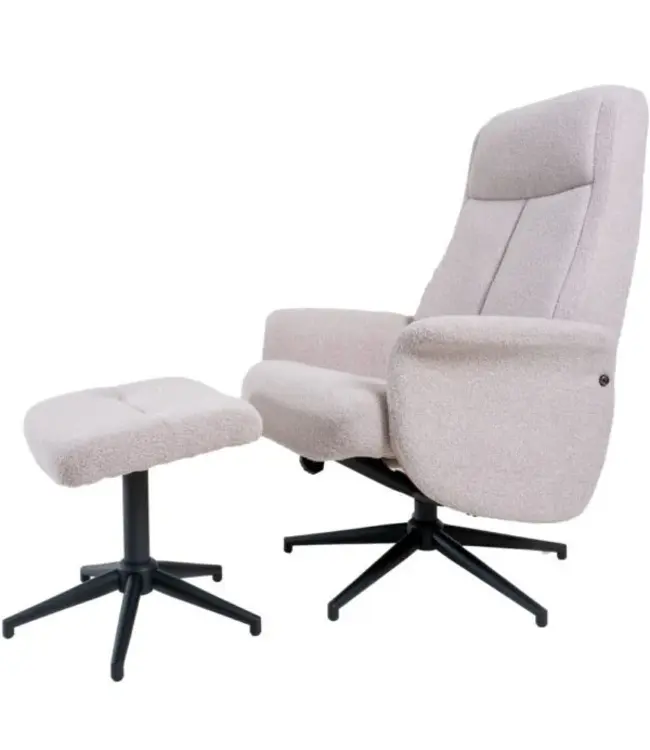 Veer carpets Relaxfauteuil Bindy + Hocker – Bouclé – Naturel