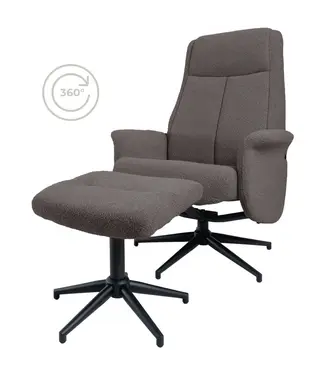 Veer carpets Relaxfauteuil Bindy + Hocker – Bouclé – Brown