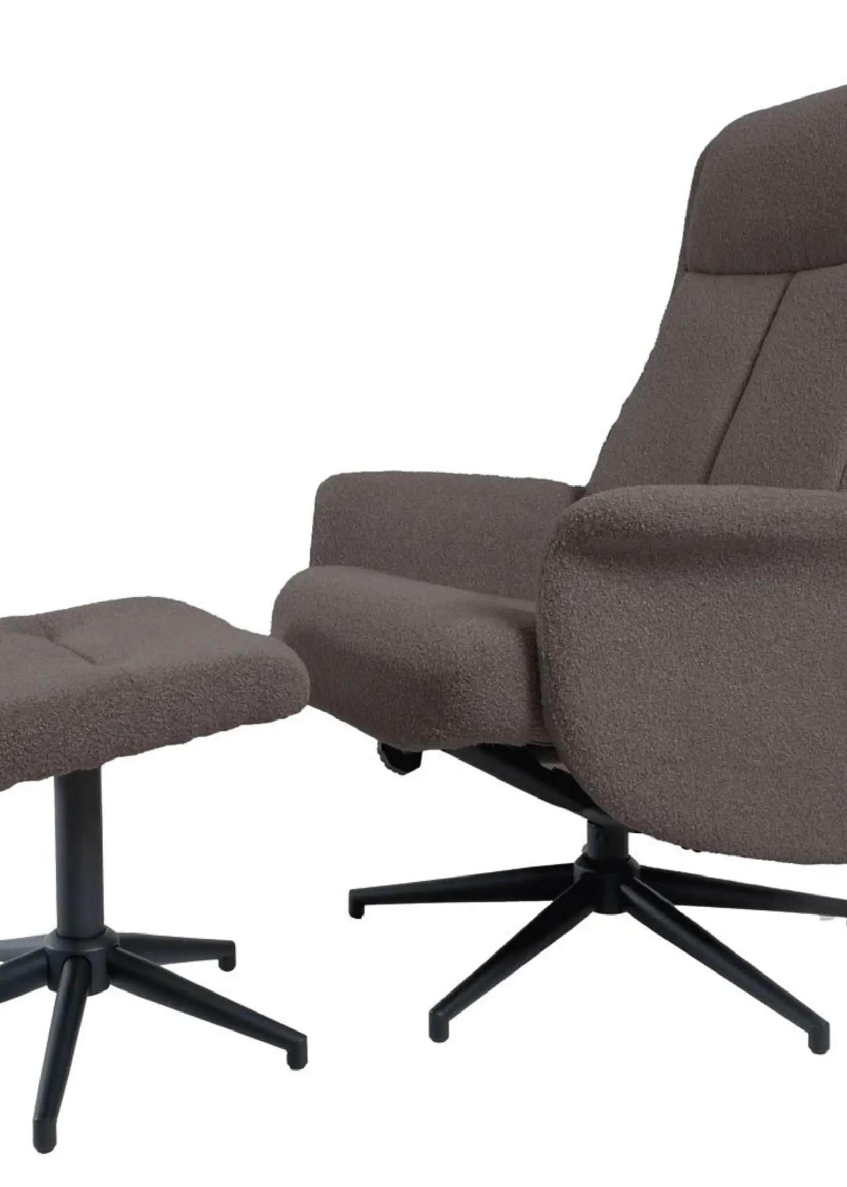 Veer carpets Relaxfauteuil Bindy + Hocker – Bouclé – Brown