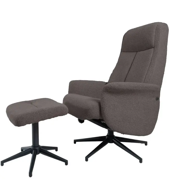 Veer carpets Relaxfauteuil Bindy + Hocker – Bouclé – Brown