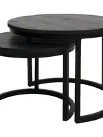 Home67 Salontafel Bart - Set van 2 - Zwart blad - Zwart onderstel