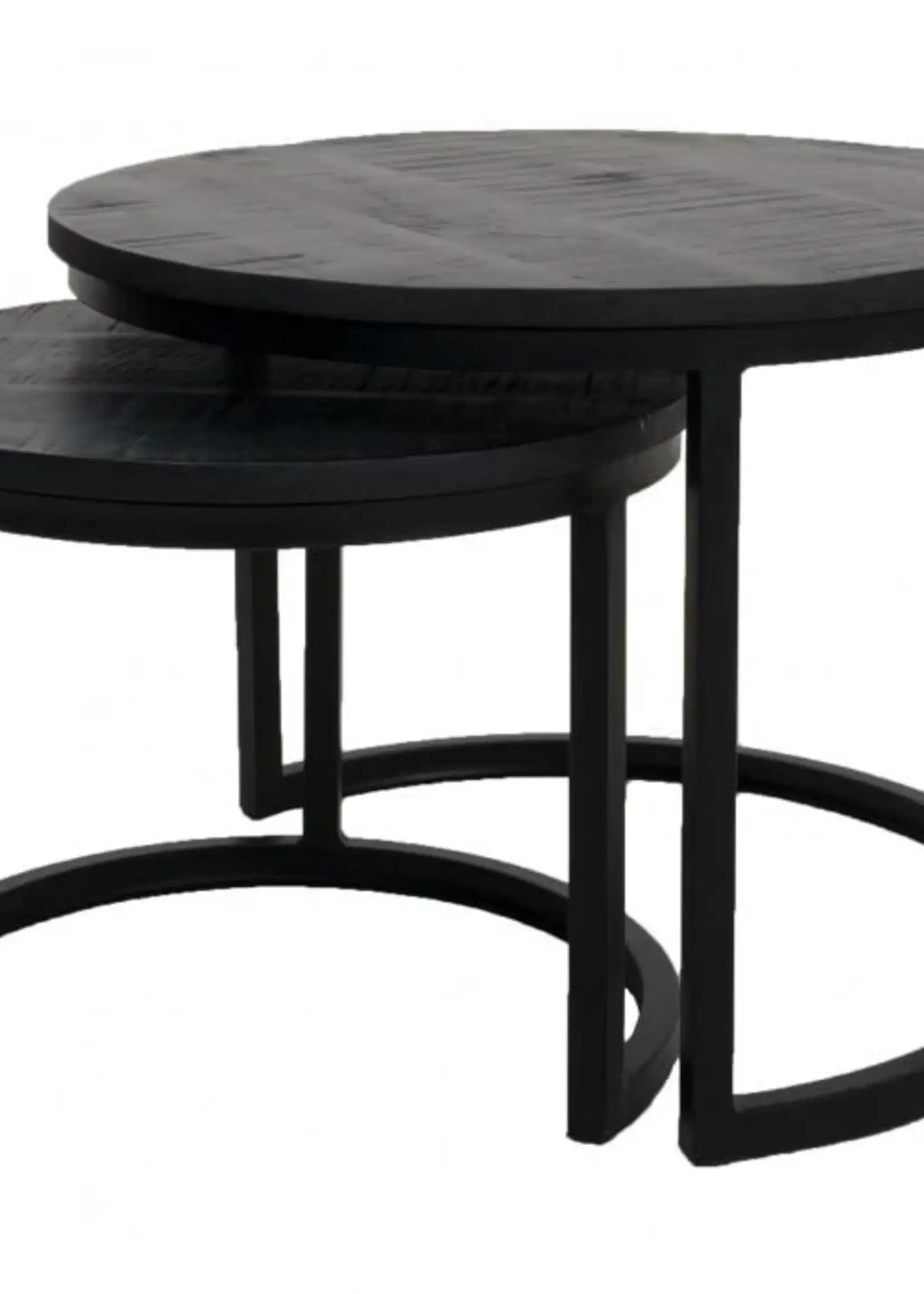 Home67 Salontafel Bart - Set van 2 - Zwart blad - Zwart onderstel