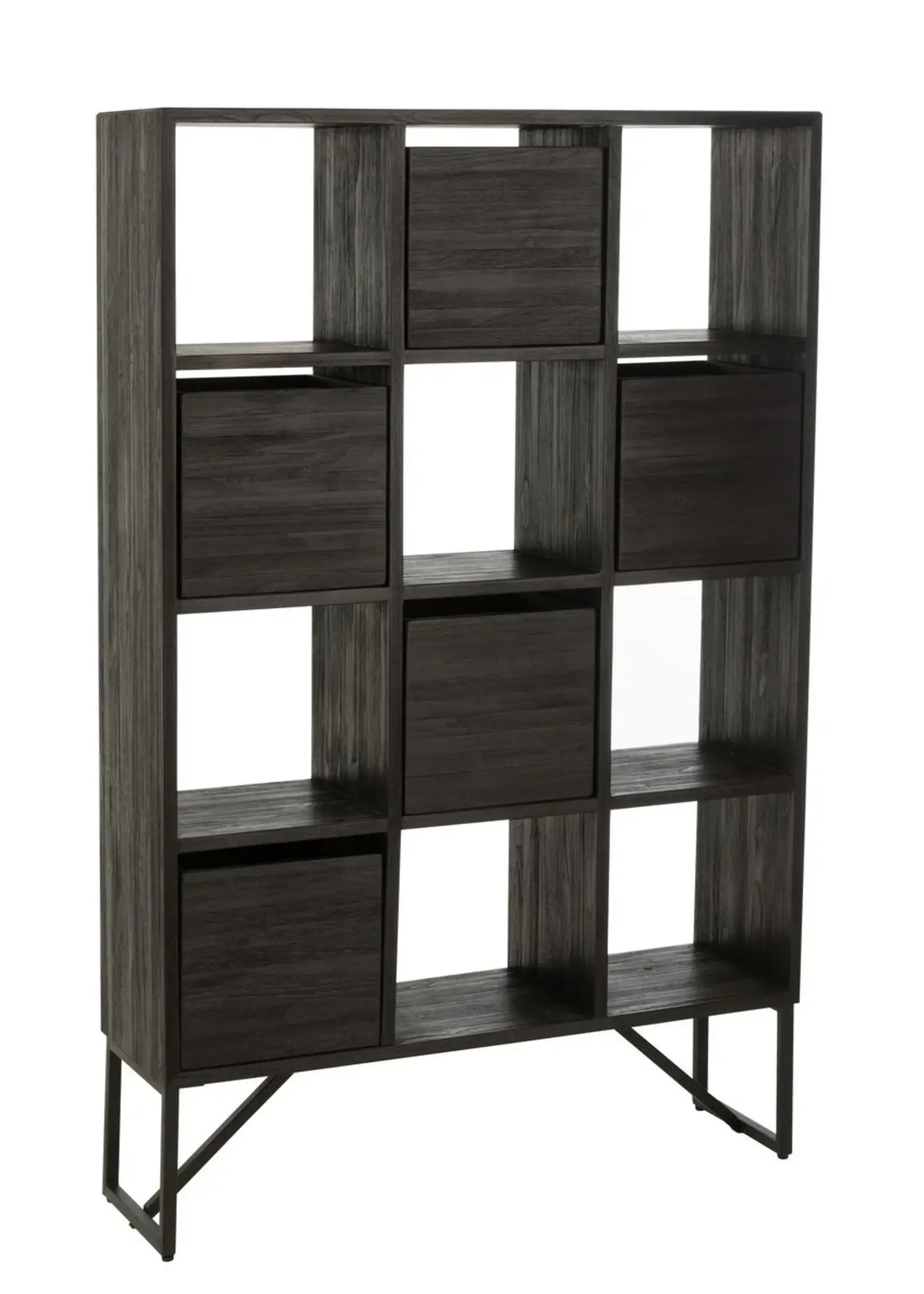 J-line  J-Line kast Met Lades - gerecycleerd hout - zwart