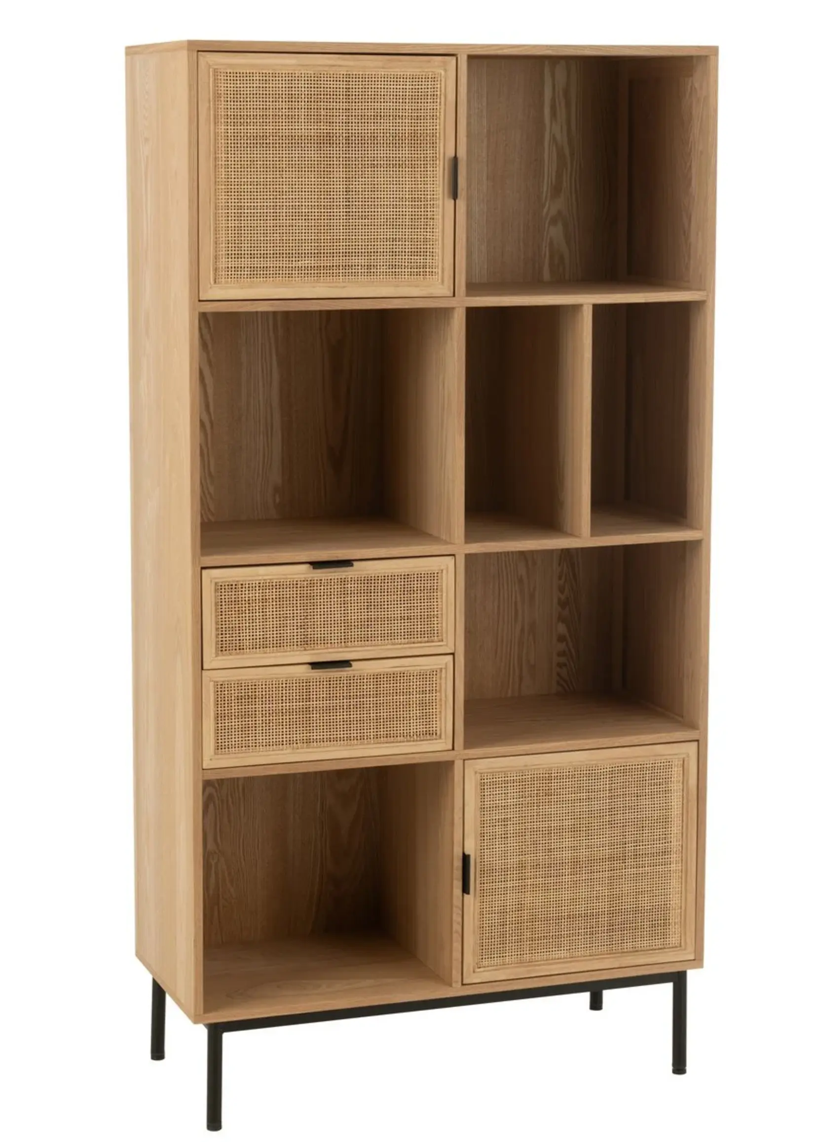 J-line  J-Line Kast Vakken Mdf/Metaal Naturel/Zwart