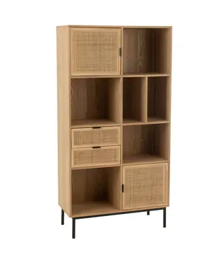 J-line  J-Line Kast Vakken Mdf/Metaal Naturel/Zwart