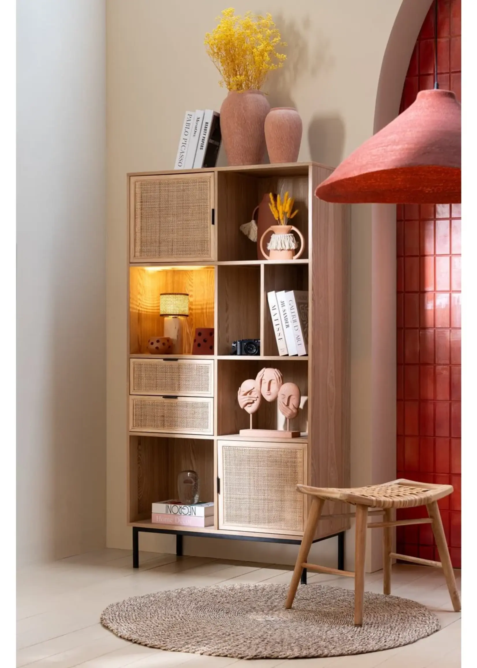 J-line  J-Line Kast Vakken Mdf/Metaal Naturel/Zwart