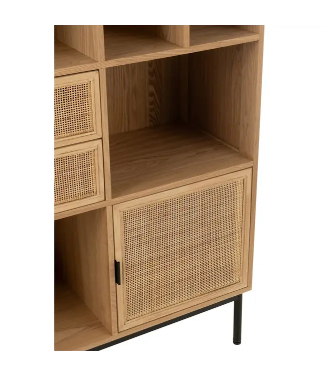 J-line  J-Line Kast Vakken Mdf/Metaal Naturel/Zwart