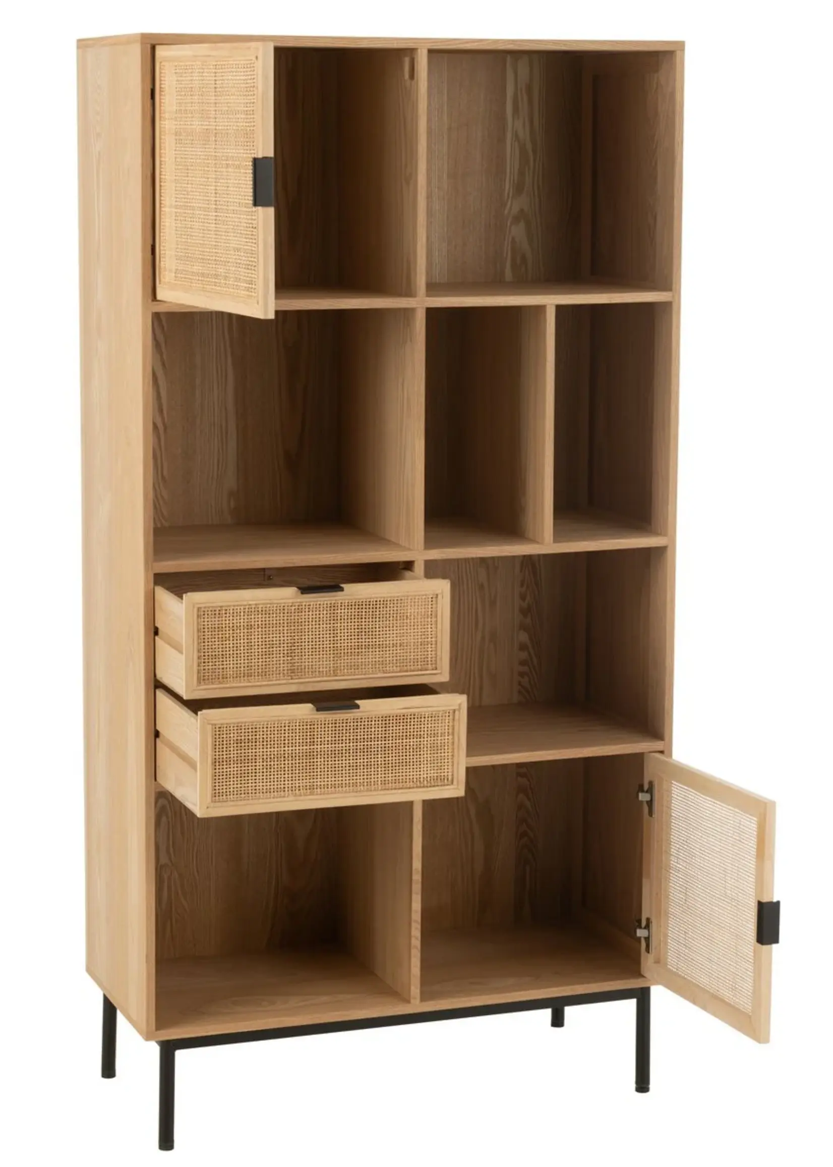 J-line  J-Line Kast Vakken Mdf/Metaal Naturel/Zwart