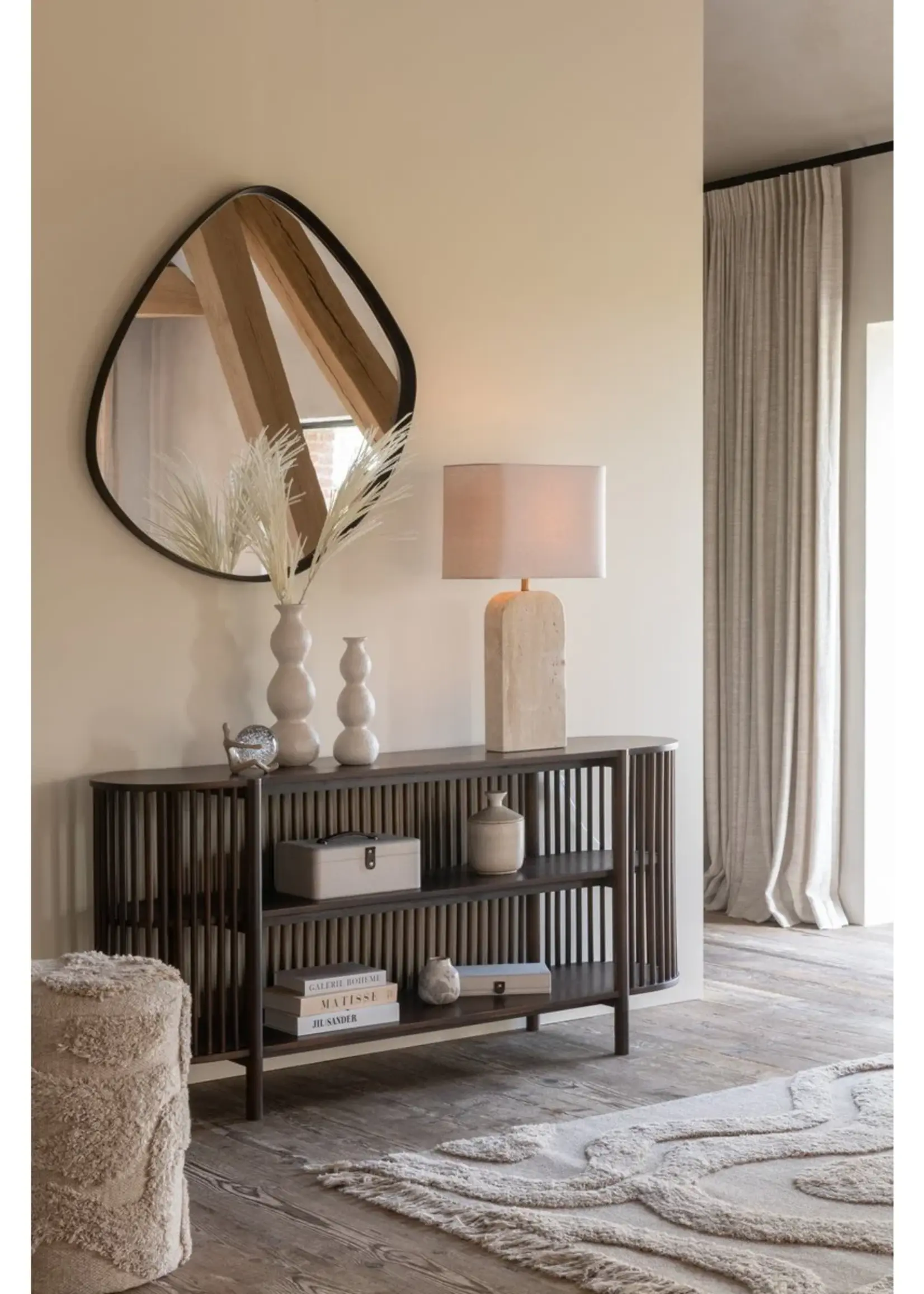 J-line  J-Line Console 2 Planken Conie Mango Hout Donker Bruin
