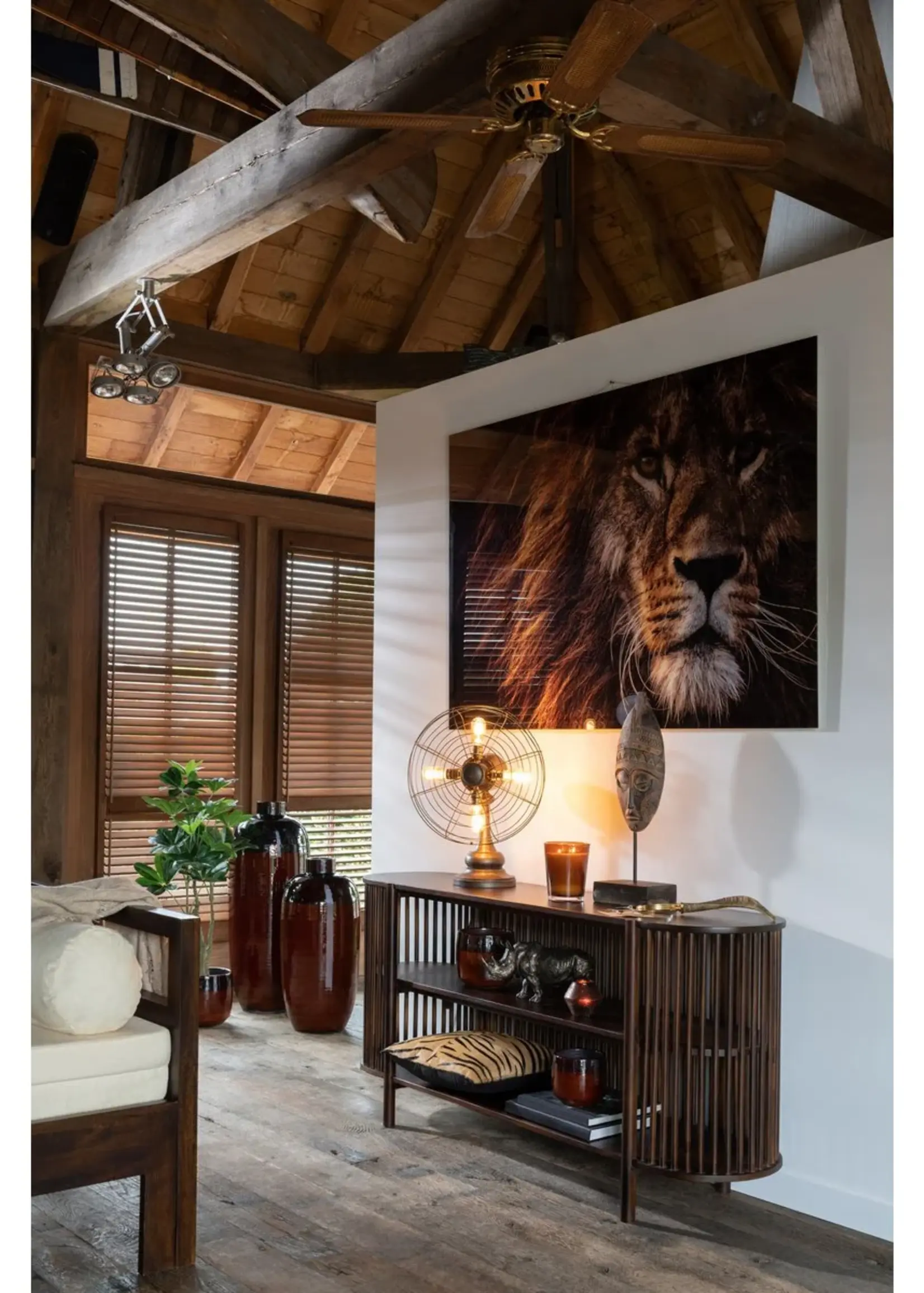 J-line  J-Line Console 2 Planken Conie Mango Hout Donker Bruin