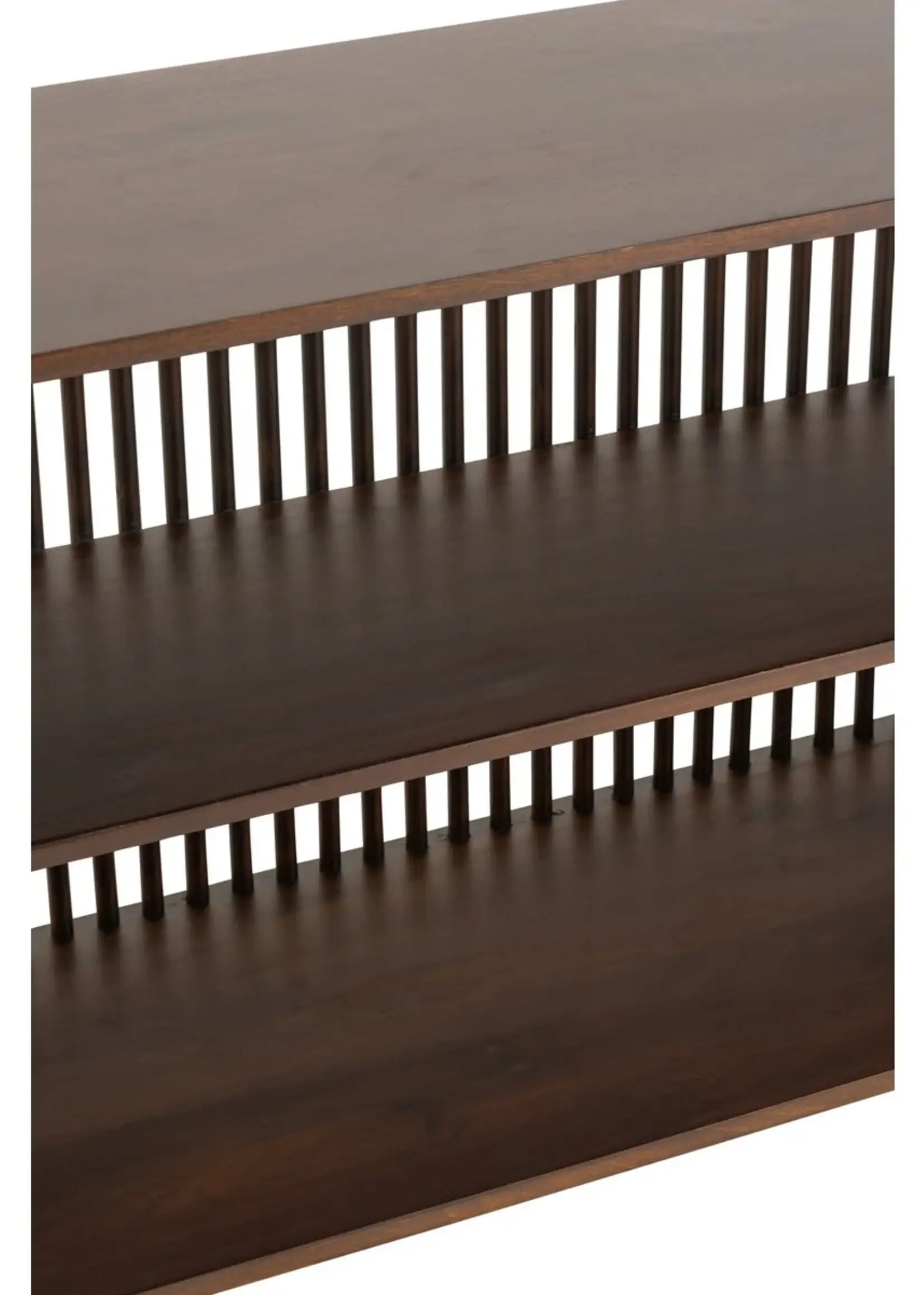 J-line  J-Line Console 2 Planken Conie Mango Hout Donker Bruin