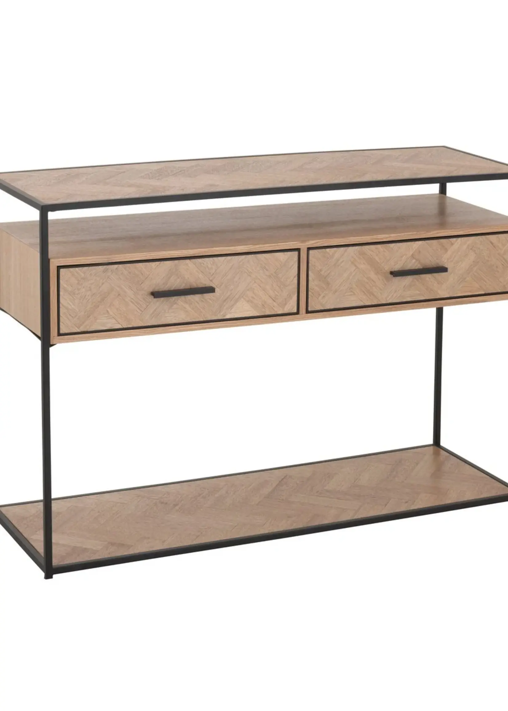 J-line  J-Line Console Zigzag 2 Lades Hout/Metaal Naturel/Zwart