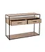 J-line  J-Line Console Zigzag 2 Lades Hout/Metaal Naturel/Zwart
