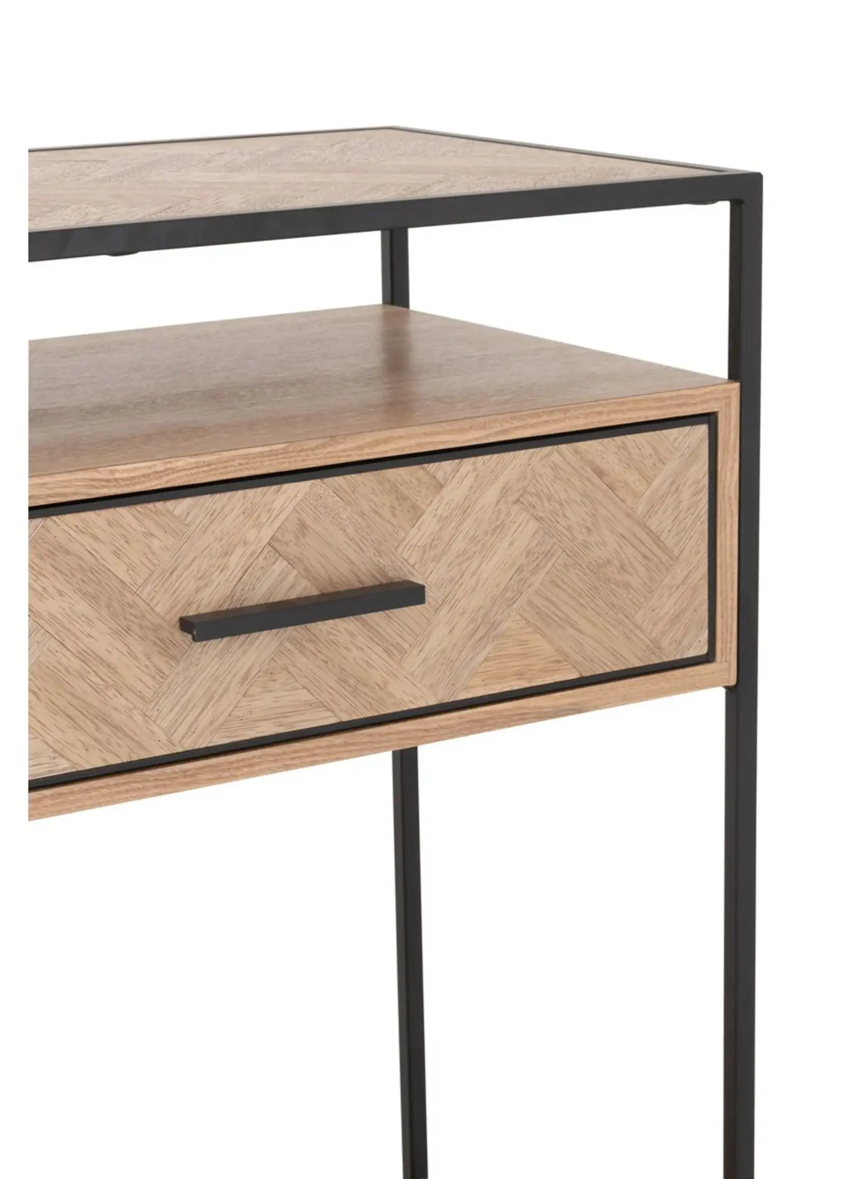 J-line  J-Line Console Zigzag 2 Lades Hout/Metaal Naturel/Zwart