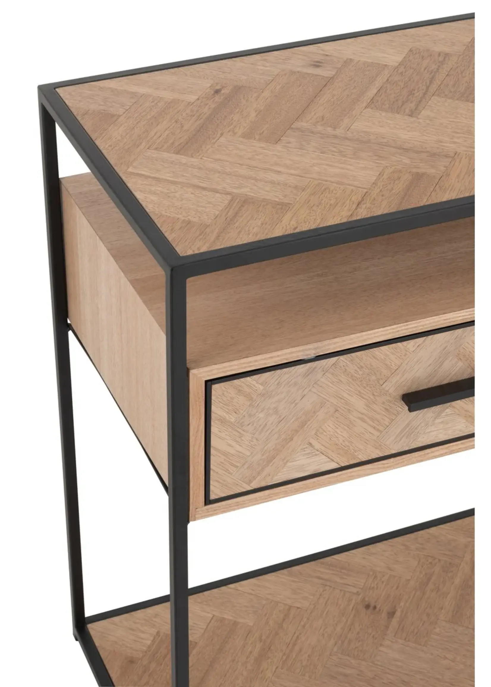 J-line  J-Line Console Zigzag 2 Lades Hout/Metaal Naturel/Zwart