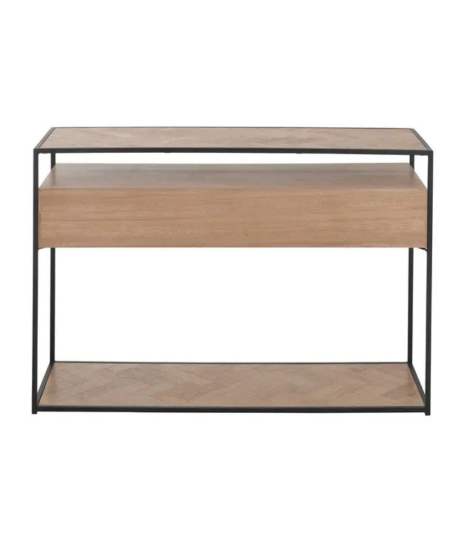 J-line  J-Line Console Zigzag 2 Lades Hout/Metaal Naturel/Zwart