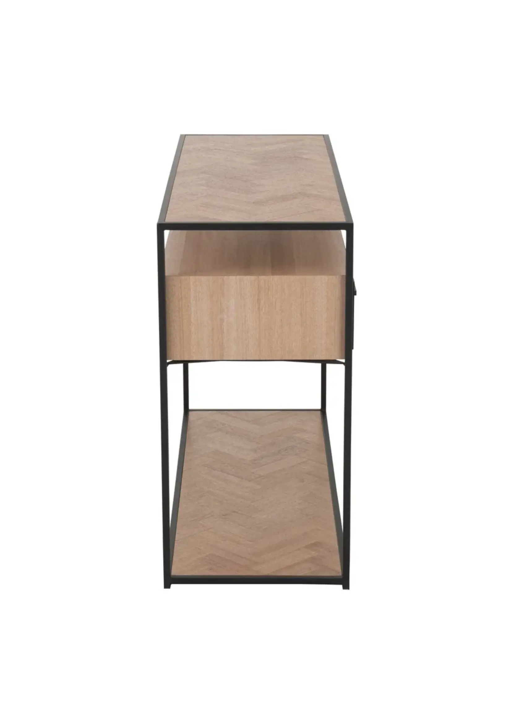 J-line  J-Line Console Zigzag 2 Lades Hout/Metaal Naturel/Zwart