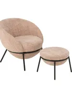 J-line  J-Line loungestoel + poef - ijzer - roze/zwart