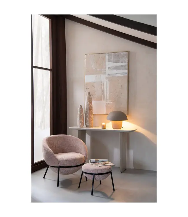 J-line  J-Line loungestoel + poef - ijzer - roze/zwart
