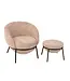 J-line  J-Line loungestoel + poef - ijzer - roze/zwart