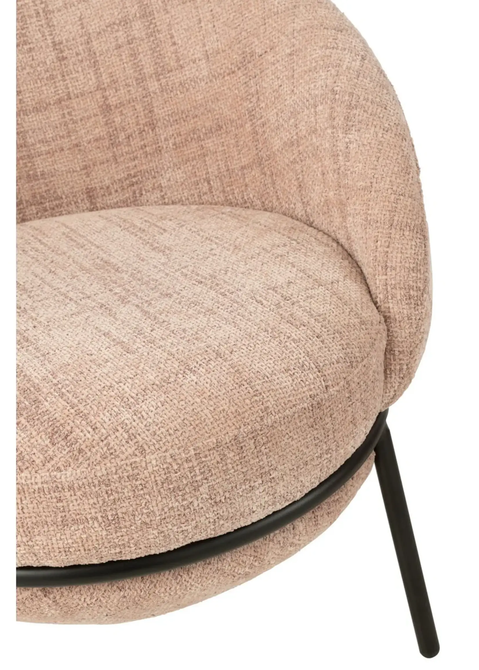 J-line  J-Line loungestoel + poef - ijzer - roze/zwart