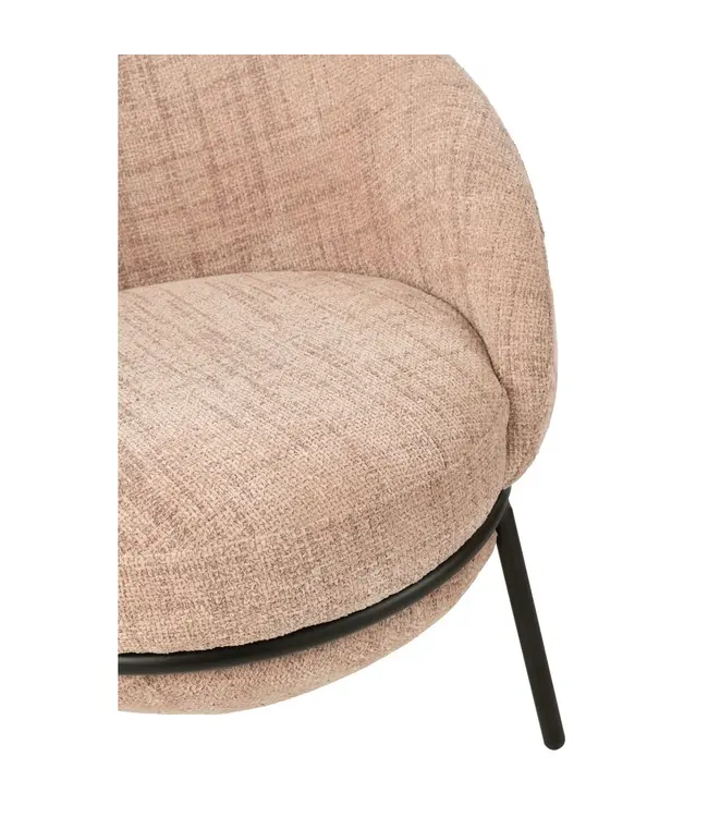 J-line  J-Line loungestoel + poef - ijzer - roze/zwart