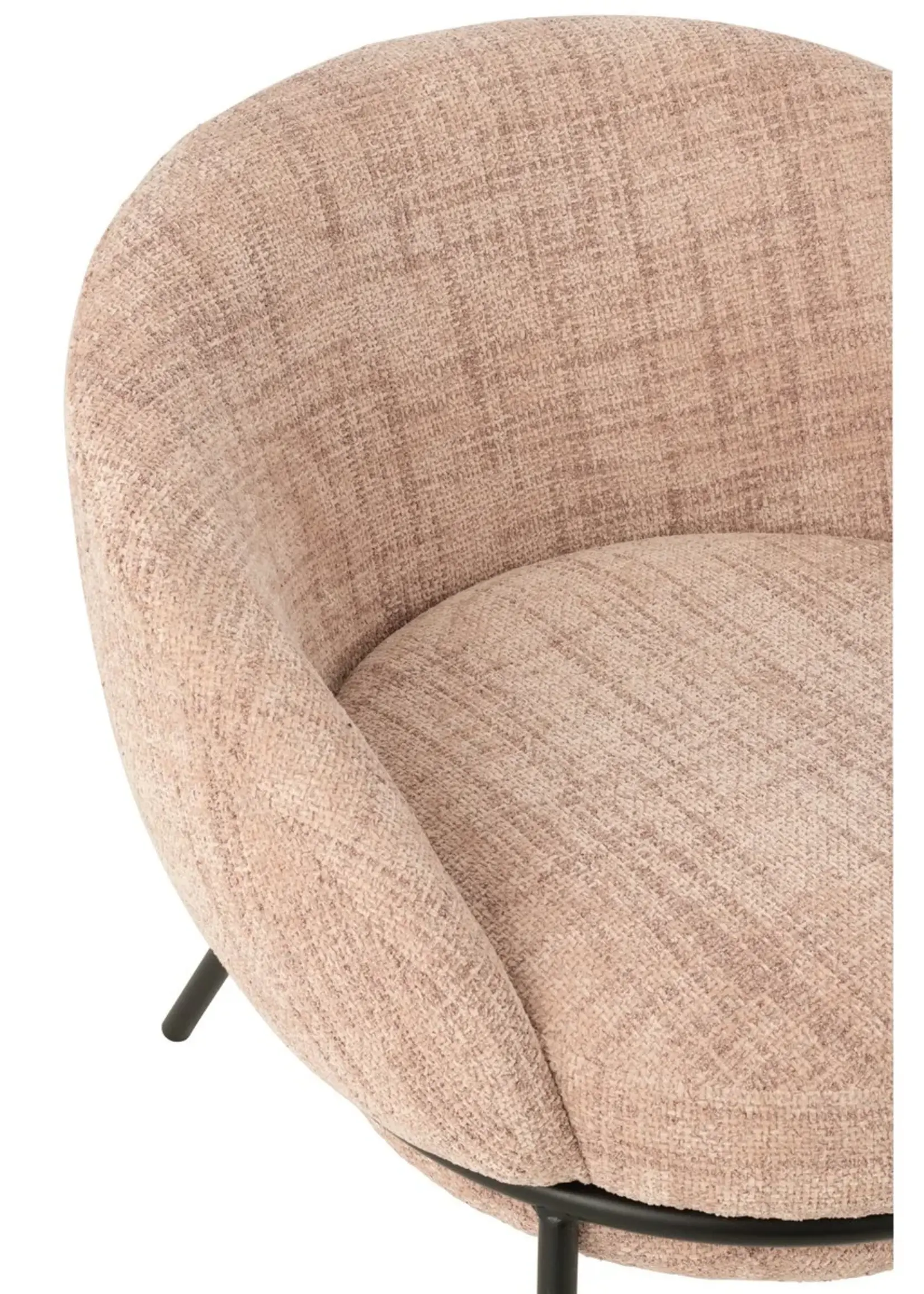 J-line  J-Line loungestoel + poef - ijzer - roze/zwart