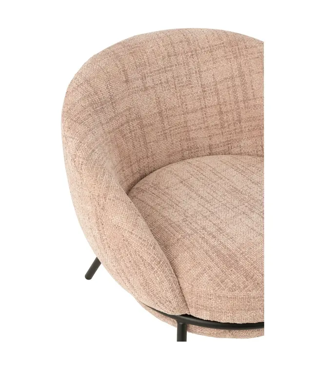 J-line  J-Line loungestoel + poef - ijzer - roze/zwart