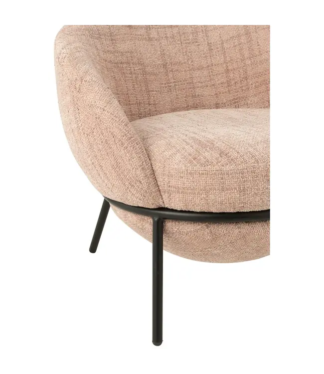 J-line  J-Line loungestoel + poef - ijzer - roze/zwart
