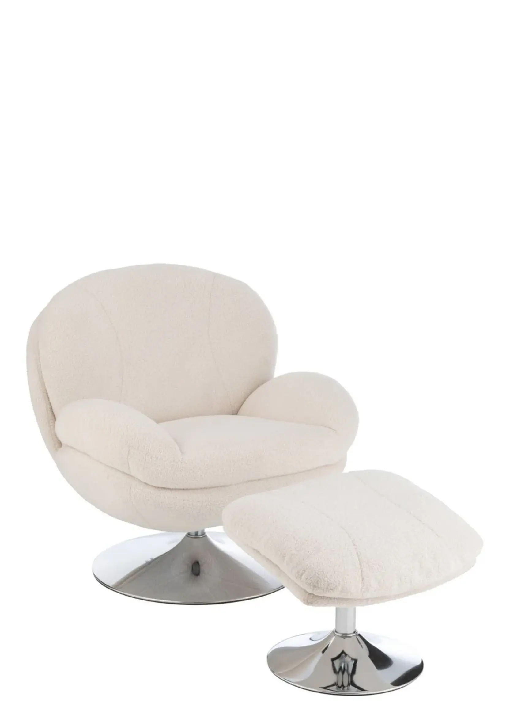 J-line  J-Line zetel Relax + Voetbank - metaal/multiplex - creme/zilver