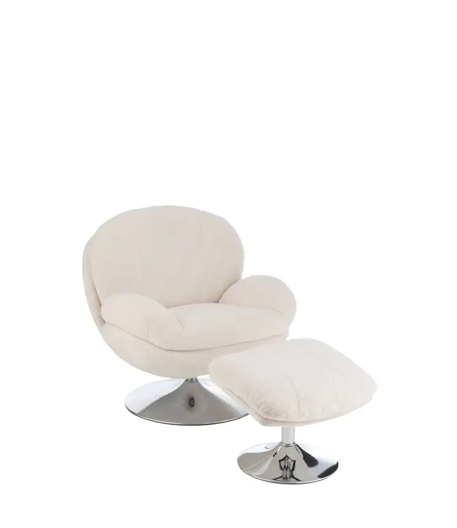 J-line  J-Line zetel Relax + Voetbank - metaal/multiplex - creme/zilver