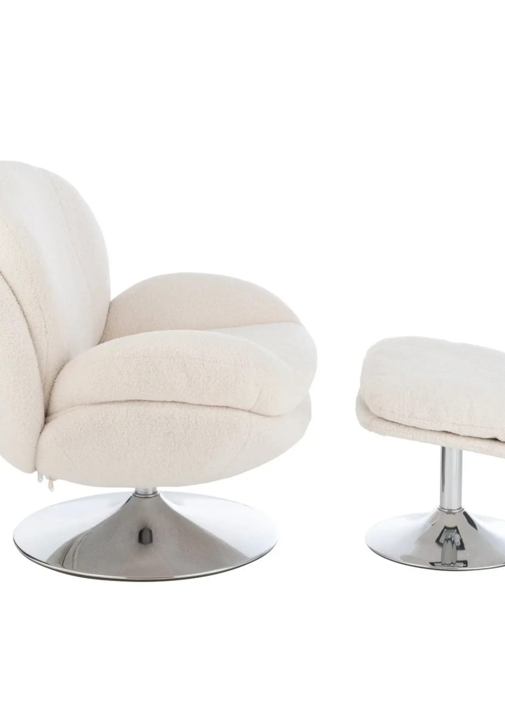 J-line  J-Line zetel Relax + Voetbank - metaal/multiplex - creme/zilver