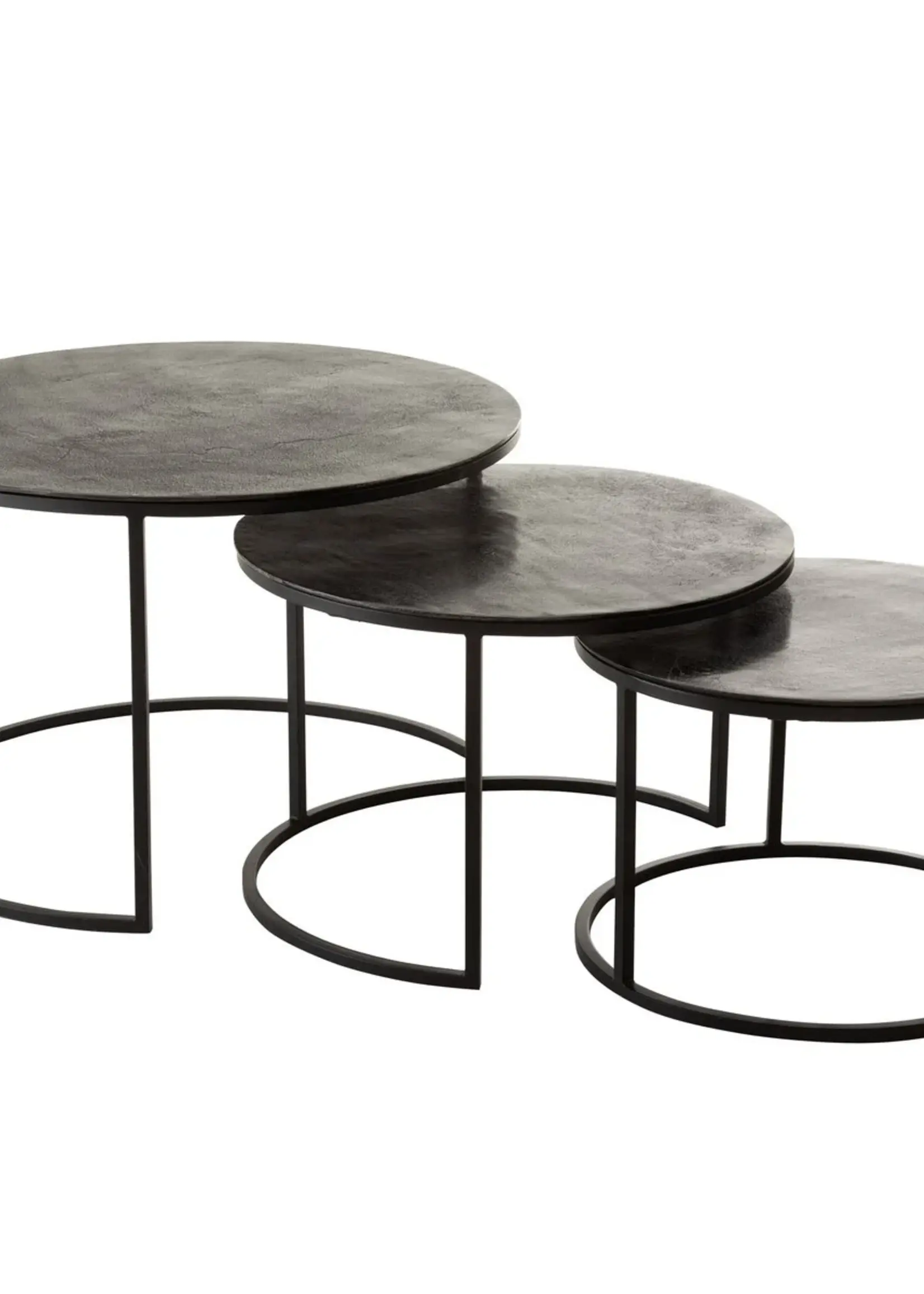 J-line  J-Line bijzettafel Rond Oxidize - ijzer - zwart/groen - set van 3