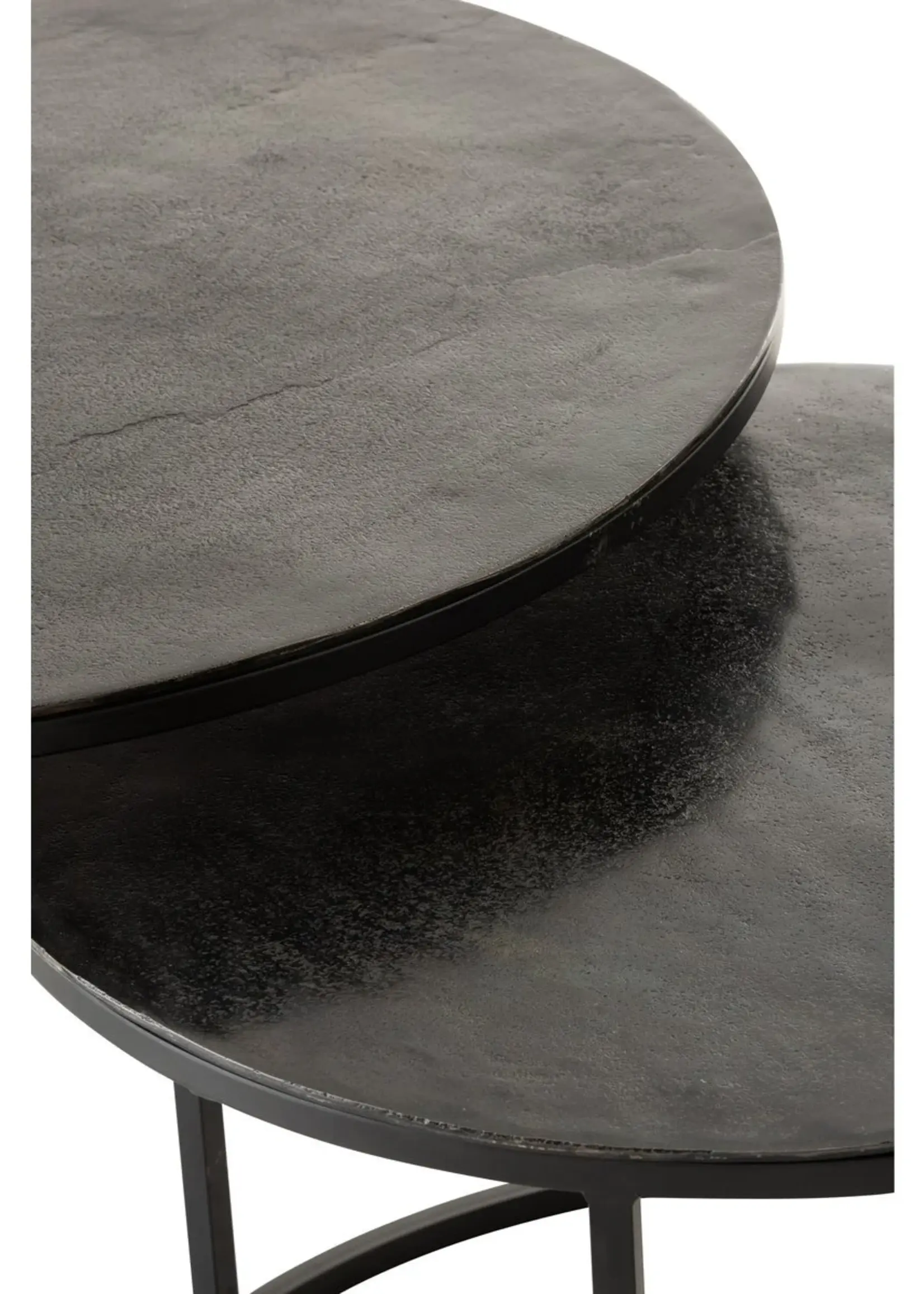 J-line  J-Line bijzettafel Rond Oxidize - ijzer - zwart/groen - set van 3