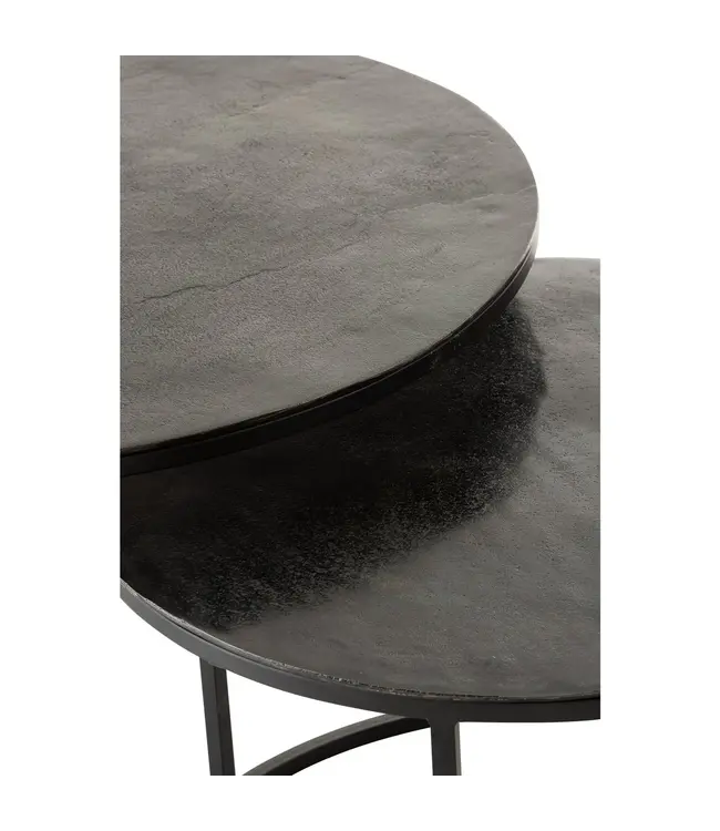 J-line  J-Line bijzettafel Rond Oxidize - ijzer - zwart/groen - set van 3