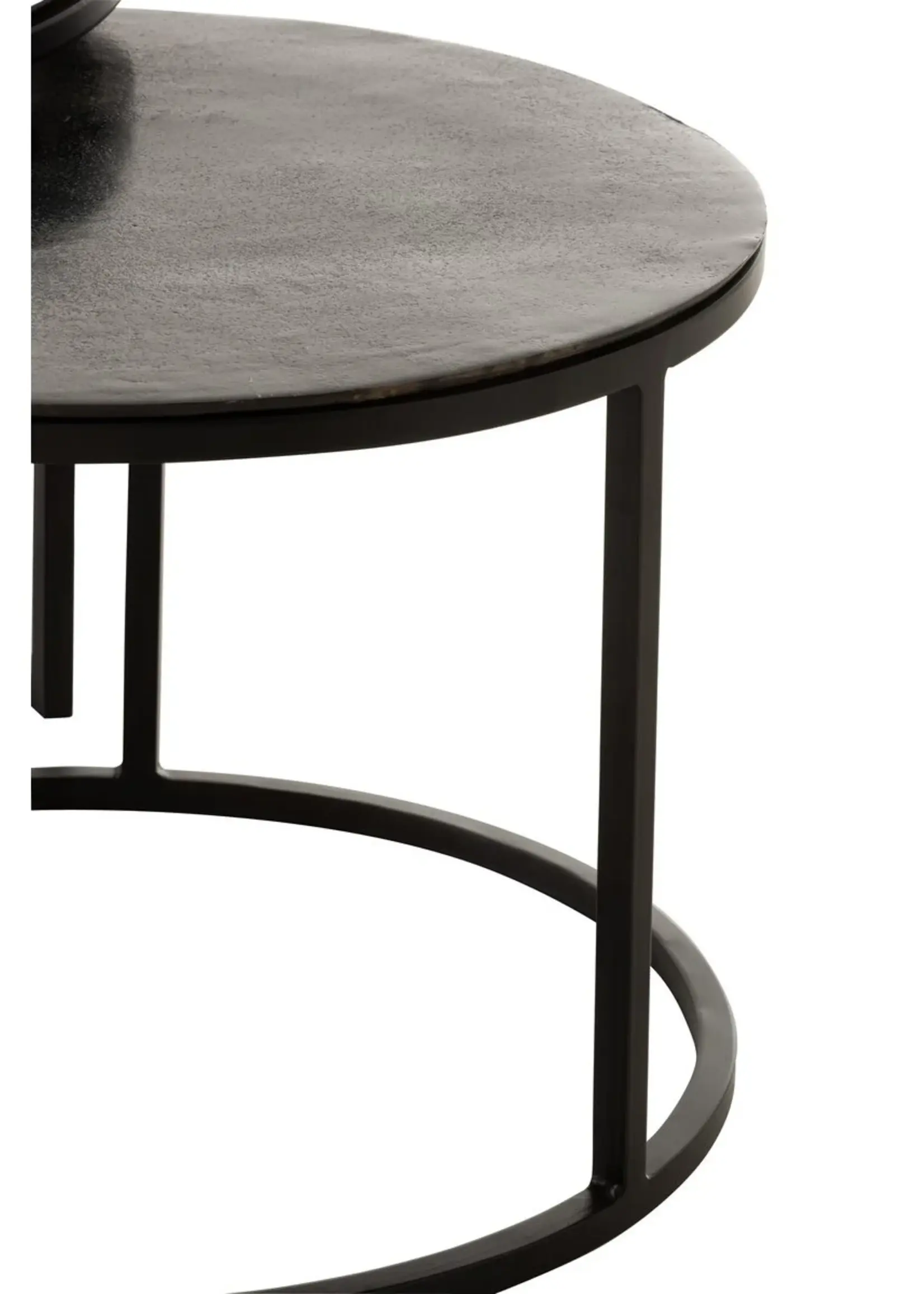 J-line  J-Line bijzettafel Rond Oxidize - ijzer - zwart/groen - set van 3