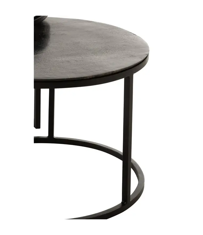 J-line  J-Line bijzettafel Rond Oxidize - ijzer - zwart/groen - set van 3