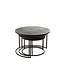 J-line  J-Line bijzettafel Rond Oxidize - ijzer - zwart/groen - set van 3