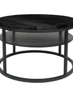 Home67 Salontafel Delhi Zwart Mangohout Rond ø70 cm