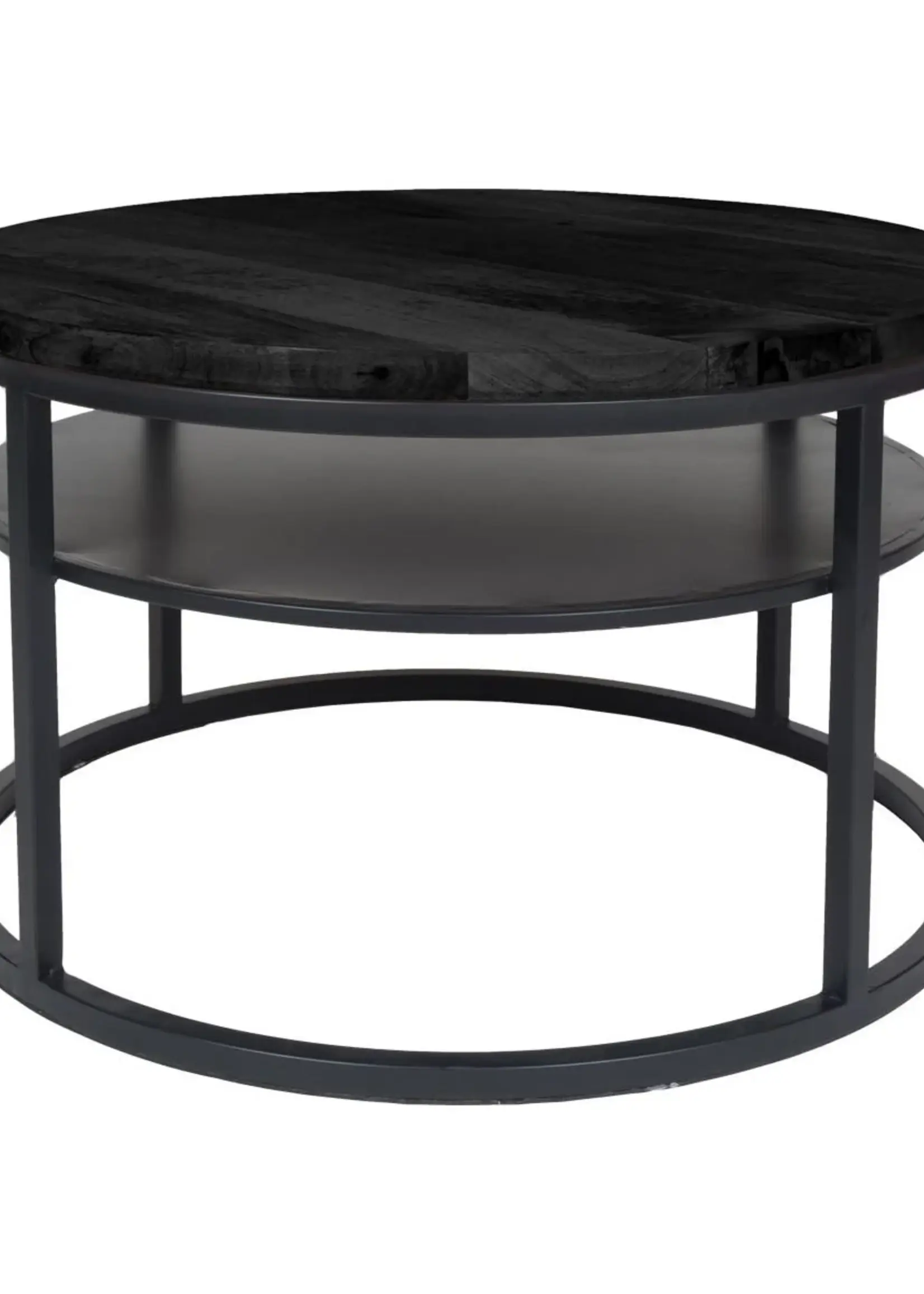 Home67 Salontafel Delhi Zwart Mangohout Rond ø70 cm