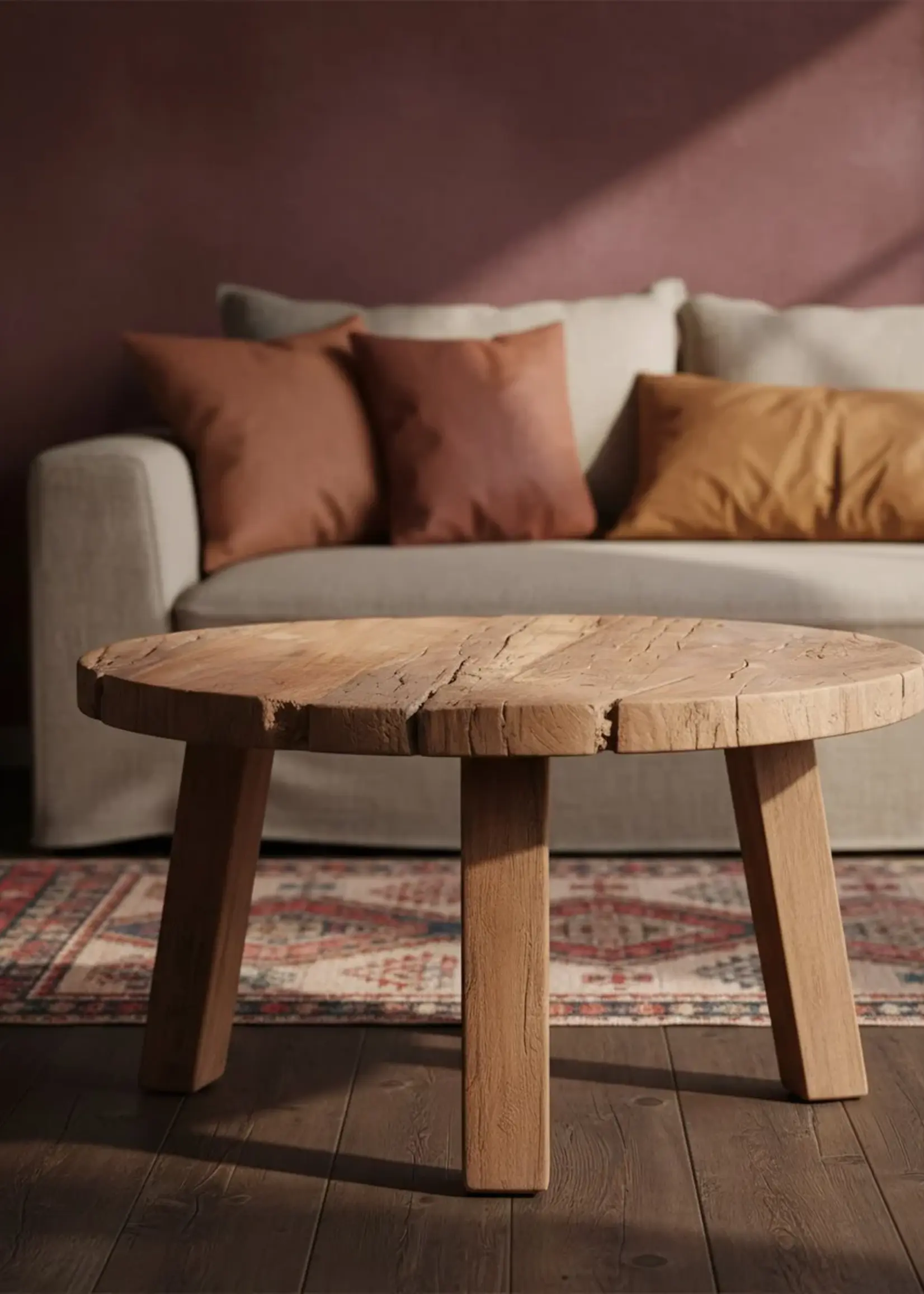Raw materials Farmwood ronde salontafel - FSC-gerecycled hout - Ø70x38 cm